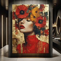Golden Radiant Floral Muse - NicheCanvas