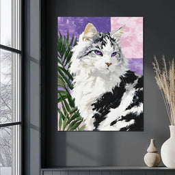 Majestic Violet Eyed Feline - NicheCanvas