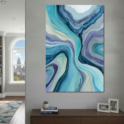 Teal Ocean Geode Layers Flow - NicheCanvas