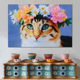 Floral Feline Elegance - NicheCanvas