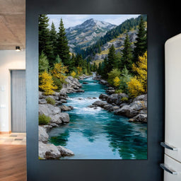Alpine River Evergreen Peaks - NicheCanvas