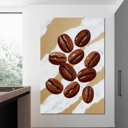 Coffee Beans Gilded Background - NicheCanvas