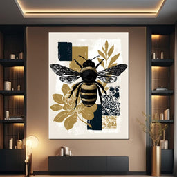 Botanical Bumblebee Collage - NicheCanvas