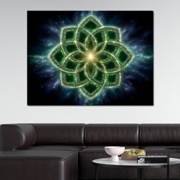 Celestial Green Knot Mandala - NicheCanvas
