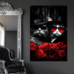 Feline Noir Enigma Roses - NicheCanvas