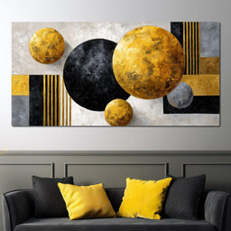 Modern Gold Geometric Orbs - NicheCanvas