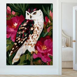 Owl Garden Bloom Portrait - NicheCanvas