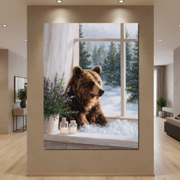 Bear by Winter Window Light - NicheCanvas