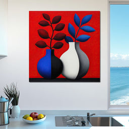 Vases in Crimson Rhythm - TooplesArt - NicheCanvas