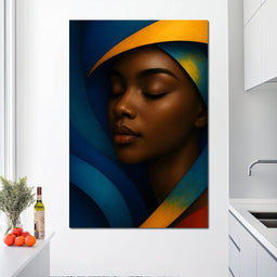 Radiant Silence Blue Gold Muse - NicheCanvas