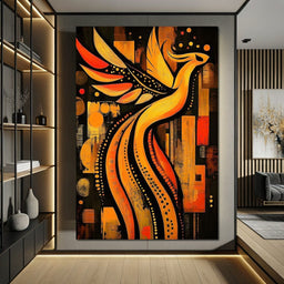 Phoenix in Golden Auras - NicheCanvas