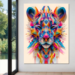 Vivid Geometric Lion Majesty - NicheCanvas