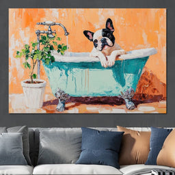 French Bulldog in the Tub - NicheCanvas