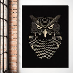 Golden Geometric Owl Guardian - NicheCanvas