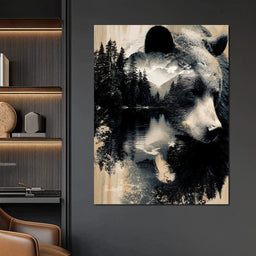 Wild Pines Bear Reflection - NicheCanvas