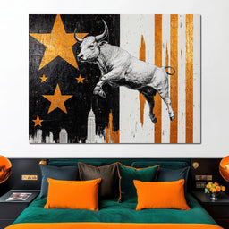 Bull Triumphs City Dreams - NicheCanvas
