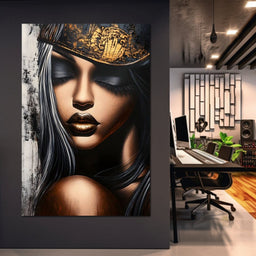 Golden Dreams Portrait Elegance - NicheCanvas