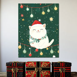 Jolly Santa Kitty Holiday Lights - NicheCanvas