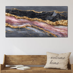 Gilded Onyx Rose Quartz Flow - NicheCanvas