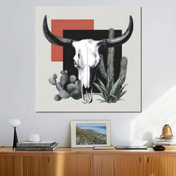 Modern Desert Longhorn Geometry - NicheCanvas