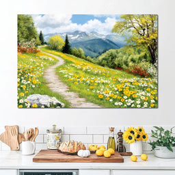 Path Through Floral Meadow - NicheCanvas