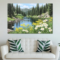 Alpine River Wildflower Glow - NicheCanvas
