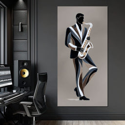 Midnight Jazz Sax Player Elegance - NicheCanvas