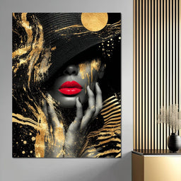 Modern Noir Gold Elegance Portrait - NicheCanvas