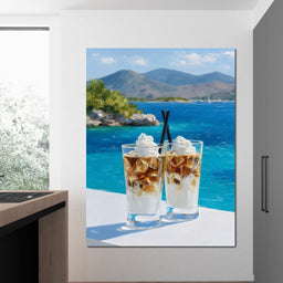 Mediterranean Iced Coffee Break Escape - NicheCanvas