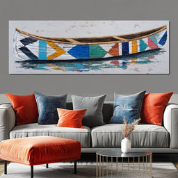 Colorful Driftwood Canoe Reflection - NicheCanvas