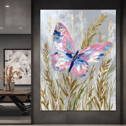 Pastel Butterfly Meadow Painting - NicheCanvas
