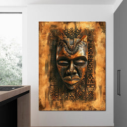 Ancient Tribal Mask Design - NicheCanvas
