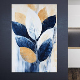 Golden Indigo Leaves - NicheCanvas