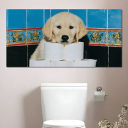 Golden Puppy Bathroom Roll Capers - NicheCanvas