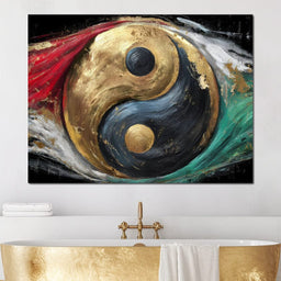 Golden Yin Yang Celestial Balance - NicheCanvas
