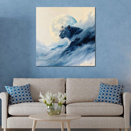 Snow Leopard Rising Through Moon Cloud - TooplesArt - NicheCanvas
