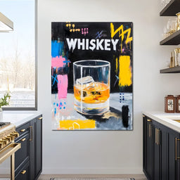Neon Whiskey On The Rocks - NicheCanvas
