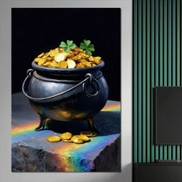 Lucky Clover Gold Cauldron - NicheCanvas