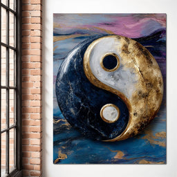 Golden Yin Yang Balance Flow - NicheCanvas