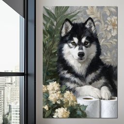 Malamute Bathroom Guardian - NicheCanvas