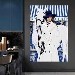Cafe Socialite With A White Steed - NicheCanvas