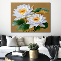 Radiant Lotus Golden Elegance - NicheCanvas