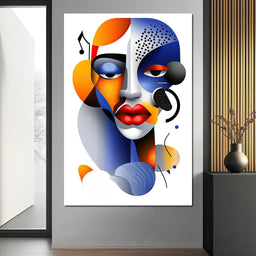 Red Lips and Bold Shapes - TooplesArt - NicheCanvas