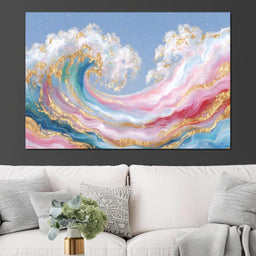 Golden Waves of Pastel Dreams - NicheCanvas