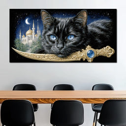 Moonlit Panther Of Golden Minarets - NicheCanvas