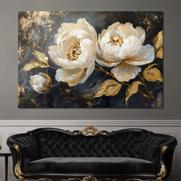 Golden Petals on Midnight - NicheCanvas
