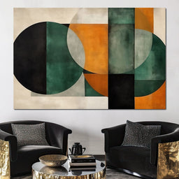 Geometric Ochre Jade Balance - NicheCanvas