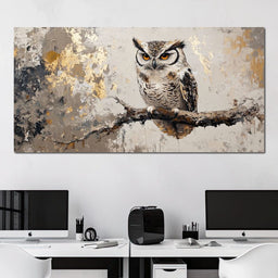 Golden Gaze of the Noble Owl - NicheCanvas