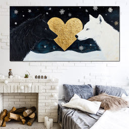 Golden Heart Winter Wolves- - NicheCanvas