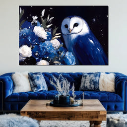 Nocturnal Blossom Owl Sentinel - NicheCanvas